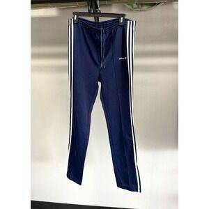 adidas 70s 80s Track Pants Mens M Blue White Drawstring Elastic Waist Ankle Zip